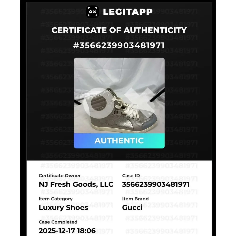 Gucci Coda GG Imprime Monogram Shoes Men’s 7.5 G Silver High Top‎ Lace Sneakers